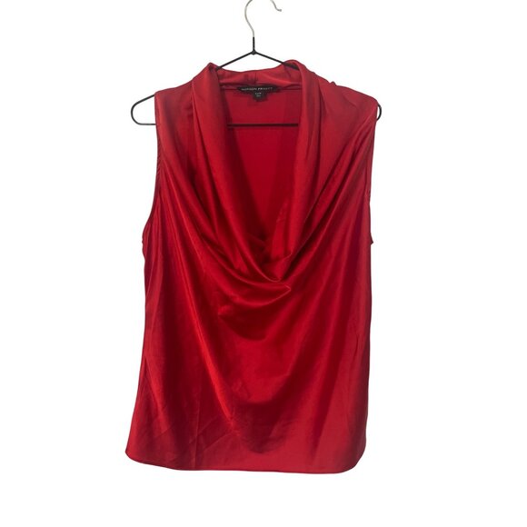Boston Proper Red Cowl Neck Sleeveless Top Size M Holiday Party Elegant - Picture 1 of 5